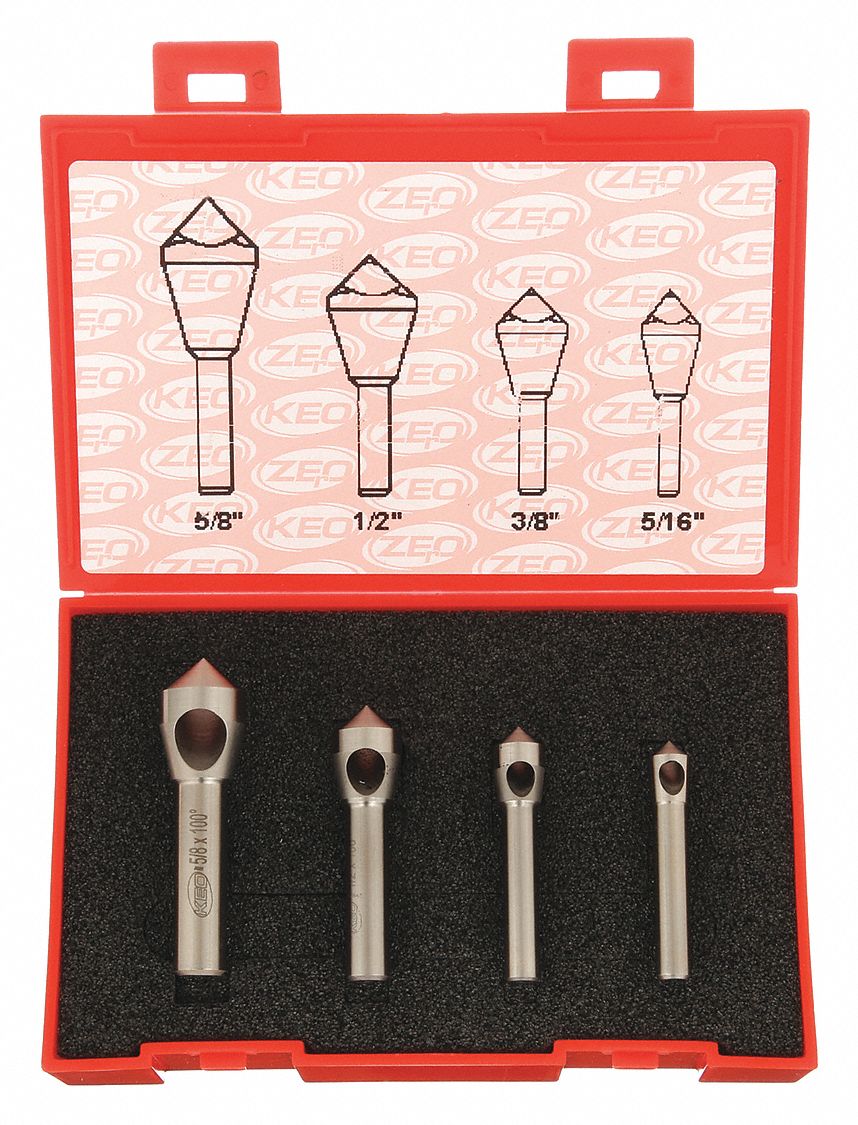 Countersink Set: Cobalt, Bright (Uncoated) Finish, 5/16 in Smallest Body Dia., 4 Pieces