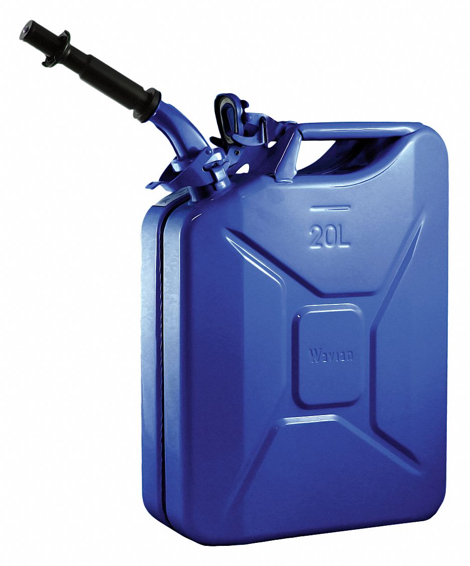 Gas Can: 5.3 gal Capacity, Gasoline, Steel, Blue