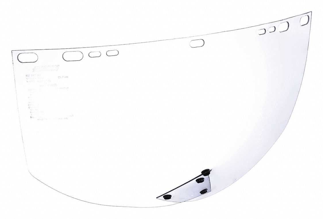 Face Shield Visor: 15 1/2 in Overall Wd, 9 in Overall Ht, 0.04 in Overall Thick