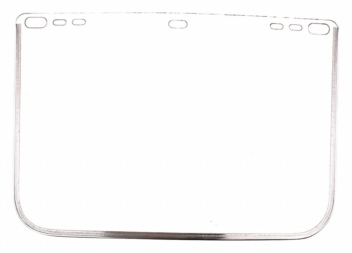 Face Shield Visor: 12 in Overall Wd, 8 in Overall Ht, 0.04 in Overall Thick, Clear