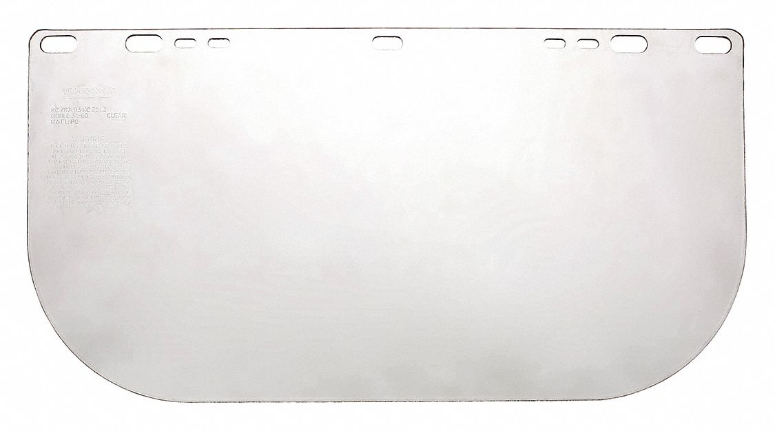 Face Shield Visor: 15 1/2 in Overall Wd, 8 in Overall Ht, 0.06 in Overall Thick