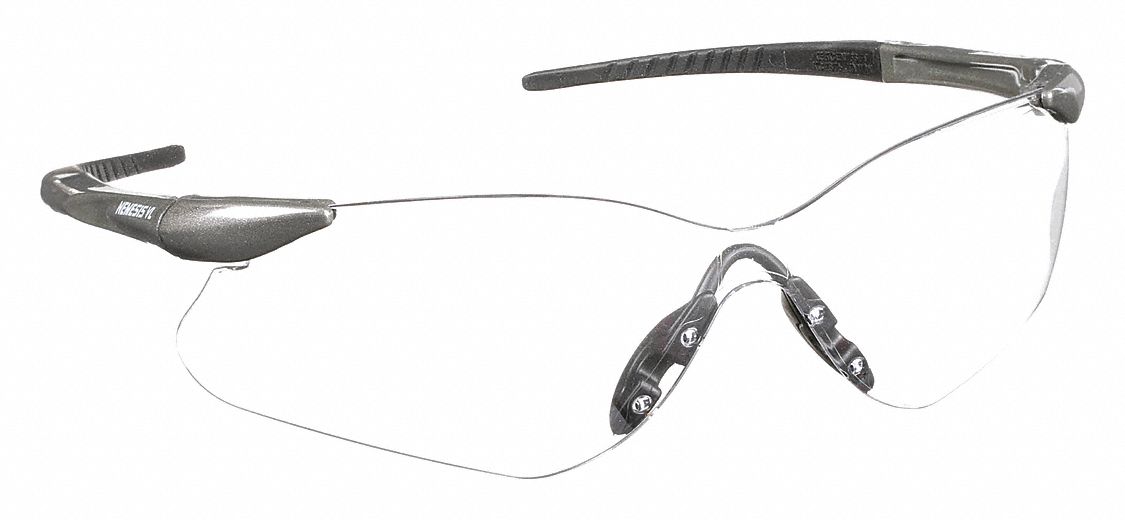 Safety Glasses: Clear Lens, Frameless, Anti-Fog, Gray Frame, Nemesis(TM) Series