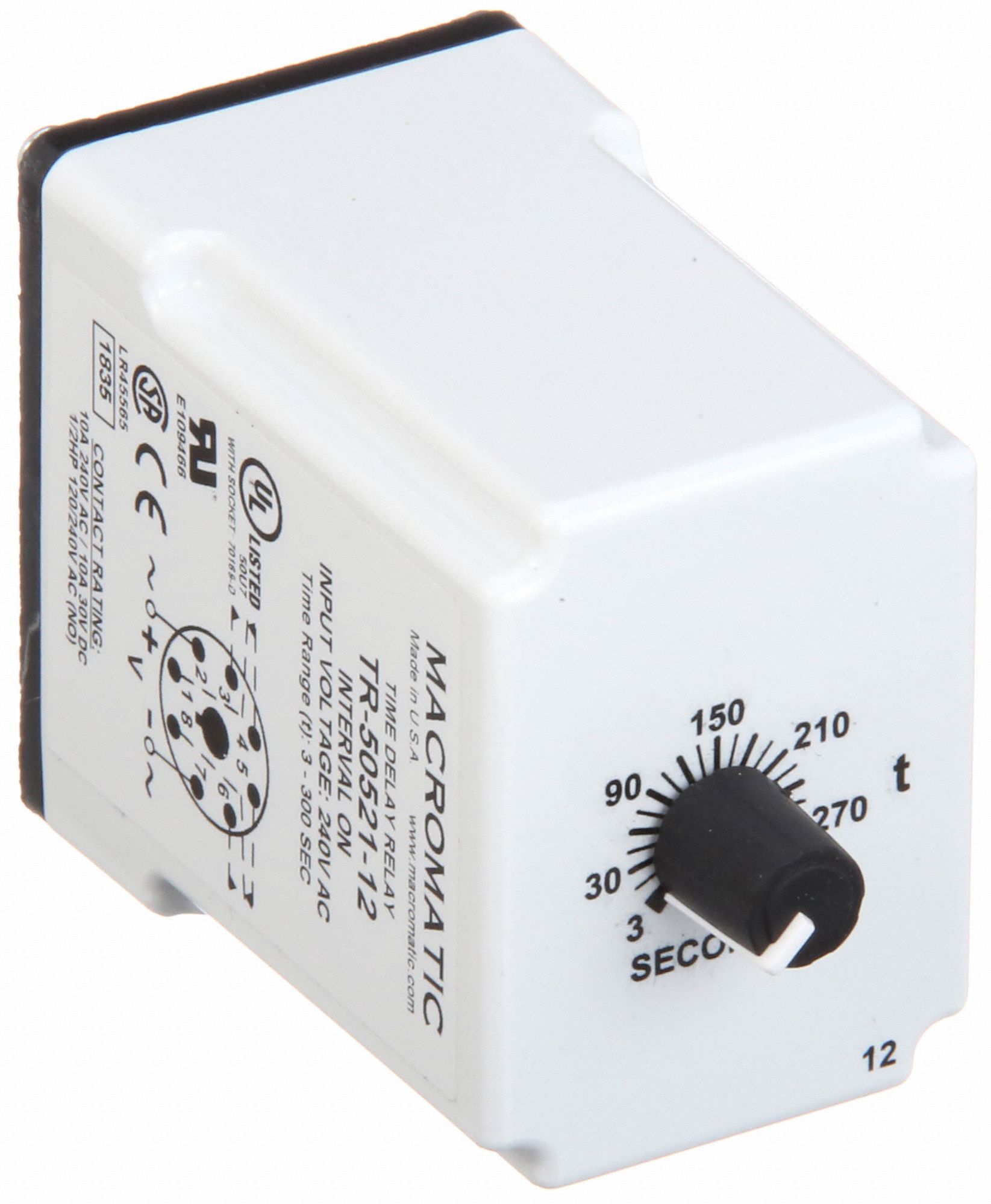 MACROMATIC Single Function Timing Relay, 240V AC, 10A 240V, 8 Pins