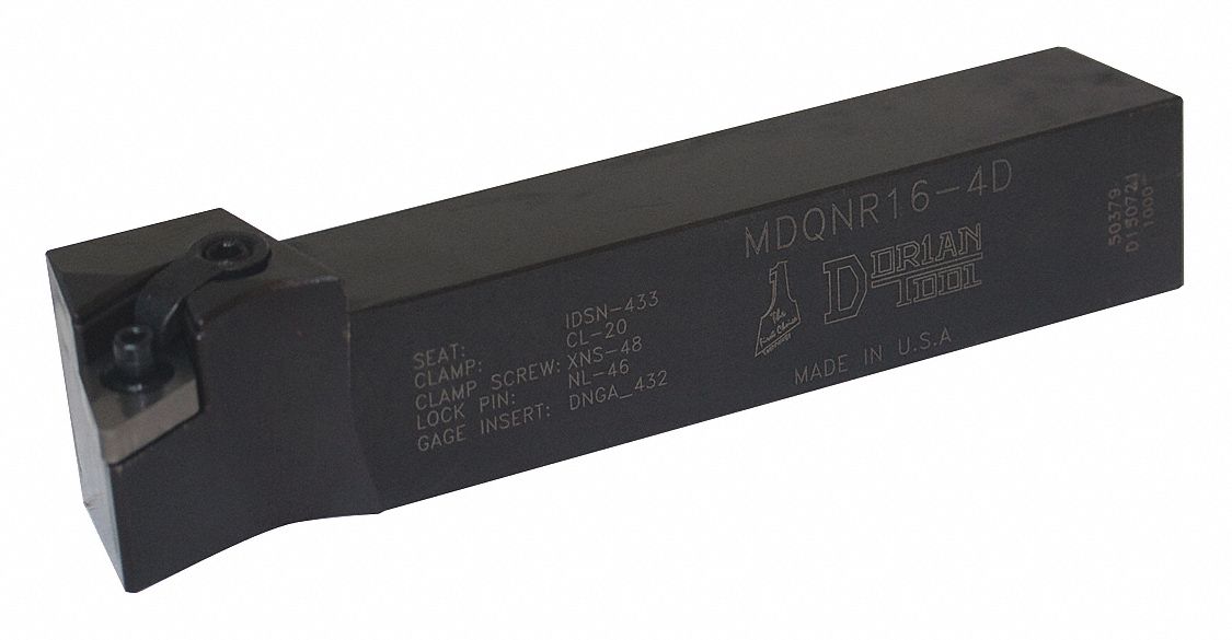 Indexable Turning Toolholder: MDQN Toolholder, DNM. Insert, 55° Diamond, 6 in Overall Lg