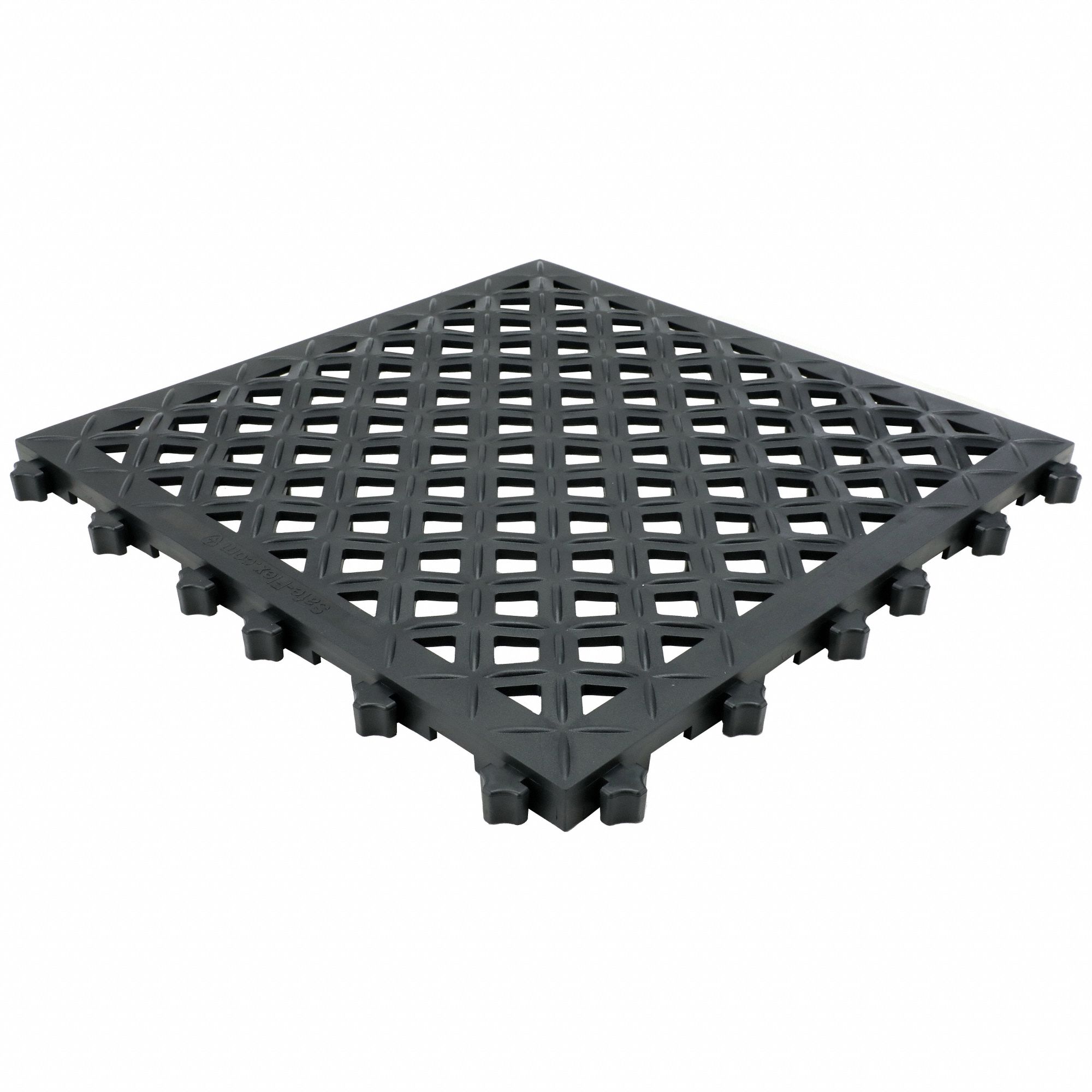 INTERLOCKING DRAINAGE ANTI-FATIGUE MAT TILE, 18 X 18 IN, DIAMOND GRID, 10 PK