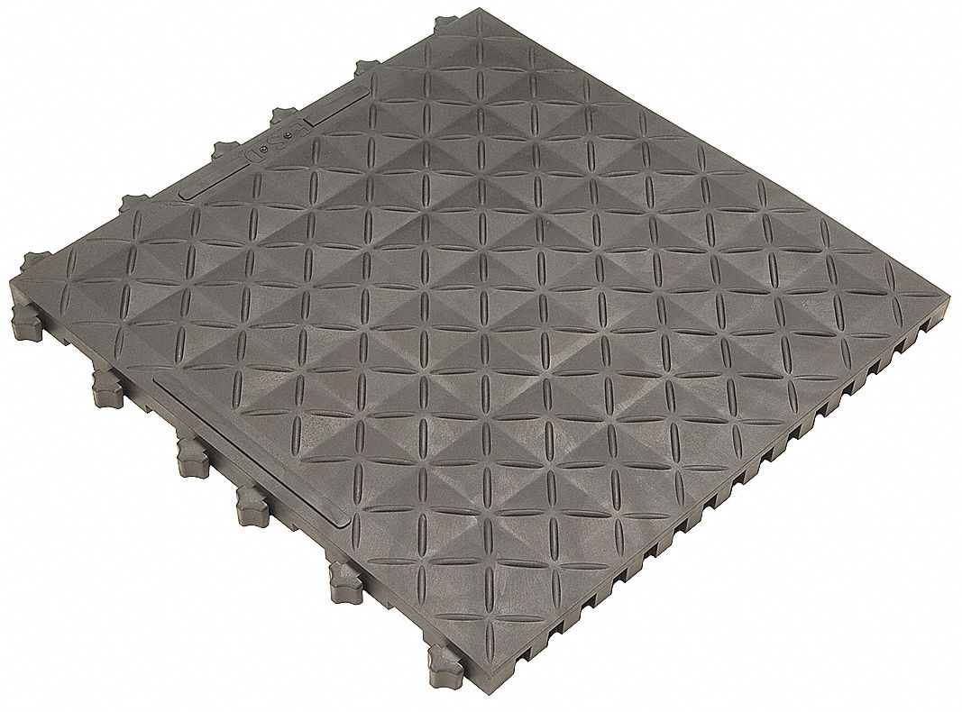 INTERLOCKING ANTIFATIGUE MAT, INTERLOCKING ESD MAT TILE, MAT TILE, 18 X 18 IN, 10 PK