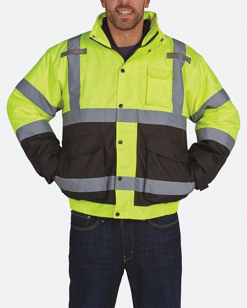 UTILITY PRO, ANSI Class 3, 3XL, Bomber Jacket with Removable Liner