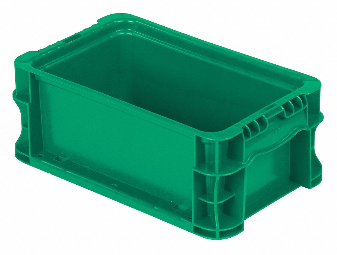 Straight Wall Tote: 0.7 gal, 12 in x 7 3/8 in x 5 in, Stacking Capable, 40 lb Load Capacity