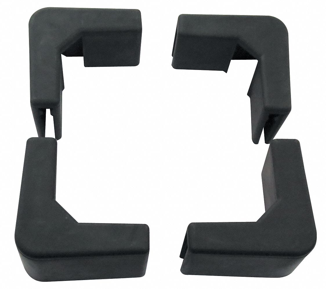 BASKET TRUCK CORNER BUMPER KIT, 33W342, 4 IN X 1 IN X 3 IN, BLACK, RUBBER, 4 PK