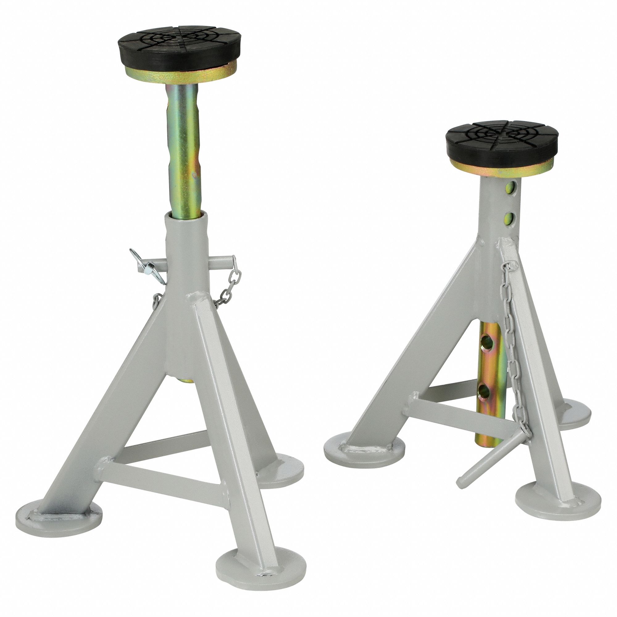 Jack Stand: Pin Adjustment, 6 ton Load Capacity, 21 1/2 in Max Extended Ht, 13 in Min Ht, 1 PR