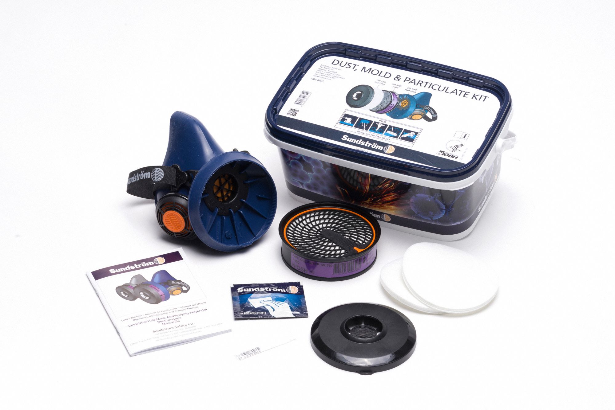 SUNDSTROM SAFETY Half Mask Respirator Kit 1 Cartridges Included