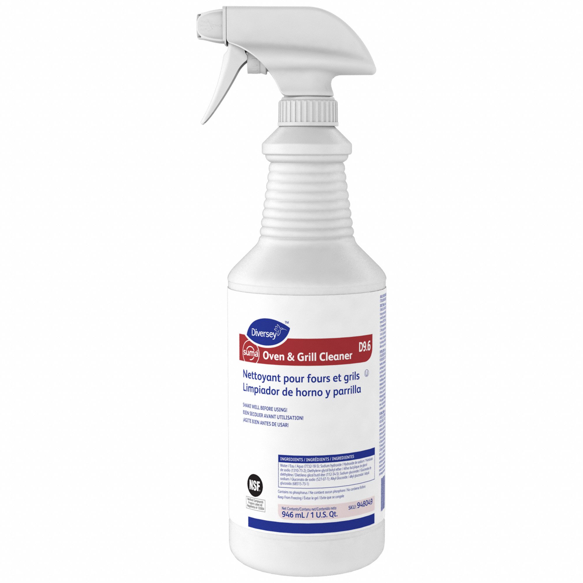 DIVERSEY, Trigger Spray Bottle, 32 oz, Oven and Grill Cleaner 33X326948049 Grainger