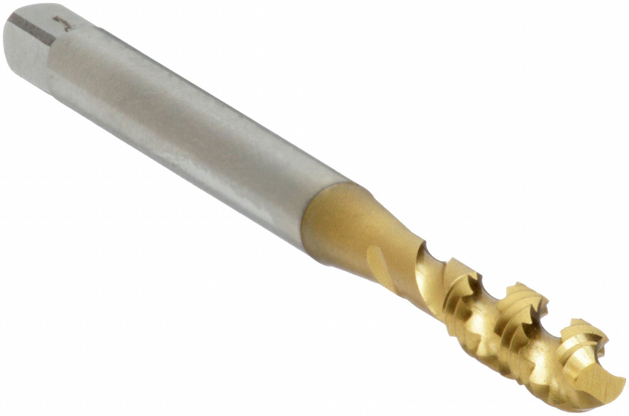 Spiral Flute Tap: #5-40 Thread Size, 5/8 in Thread Lg, 1 15/16 in Overall Lg, Bottoming, 2B, TiN