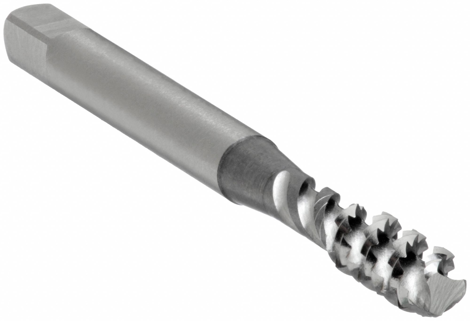 Spiral Flute Tap: #8-32 Thread Size, 3/8 in Thread Lg, 2 3/32 in Overall Lg, Bottoming, 3 Flutes