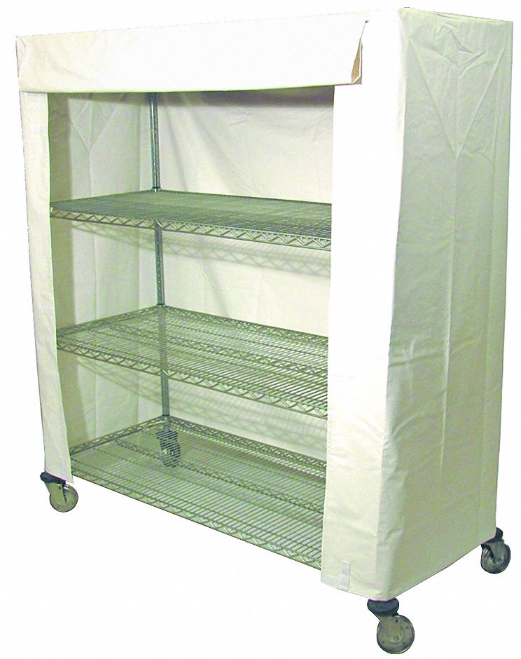 White, Hook&Loop Antimicrobial Vinyl Cover for Wire Shelf & Utility
