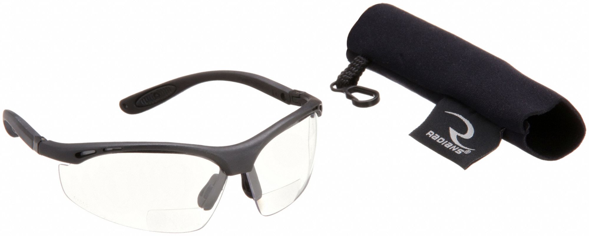 Reader Safety Glasses: Clear Lens Color, Wraparound Frame, Scratch-Resistant, Bottom, +1.50