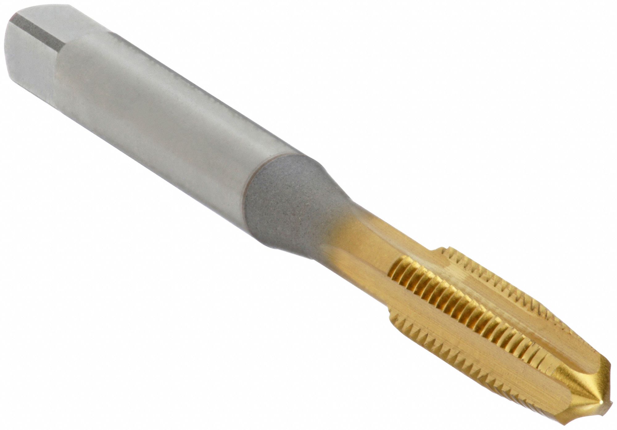 Straight Flute Tap: #10-24 Thread Size, 9/16 in Thread Lg, 2 11/32 in Overall Lg, Taper, H2, TiN