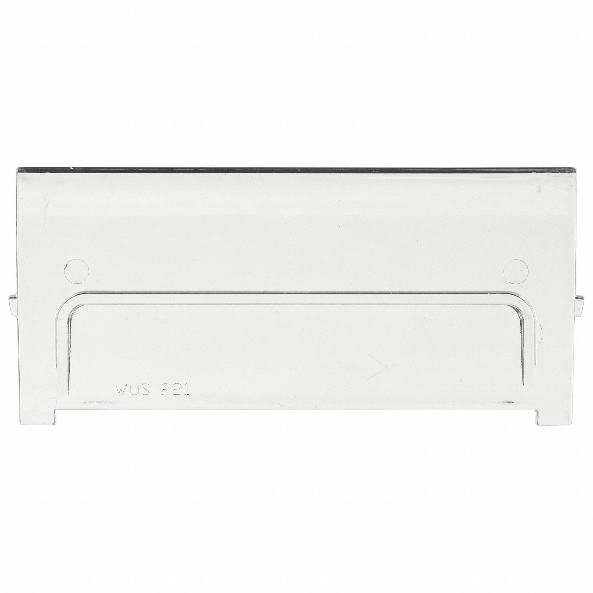 BIN WINDOW, 6 IN X 2¼ IN, FOR 5⅛ IN BIN W, CLEAR, POLYSTYRENE, FOR MFR. NO. QUS221