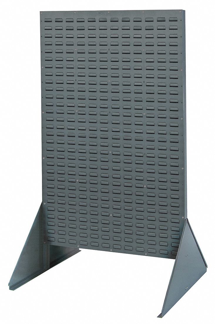 Louvered Floor Rack: 66 in x 36 in x 25 in, 2 Sides, 0 Bins, Gray