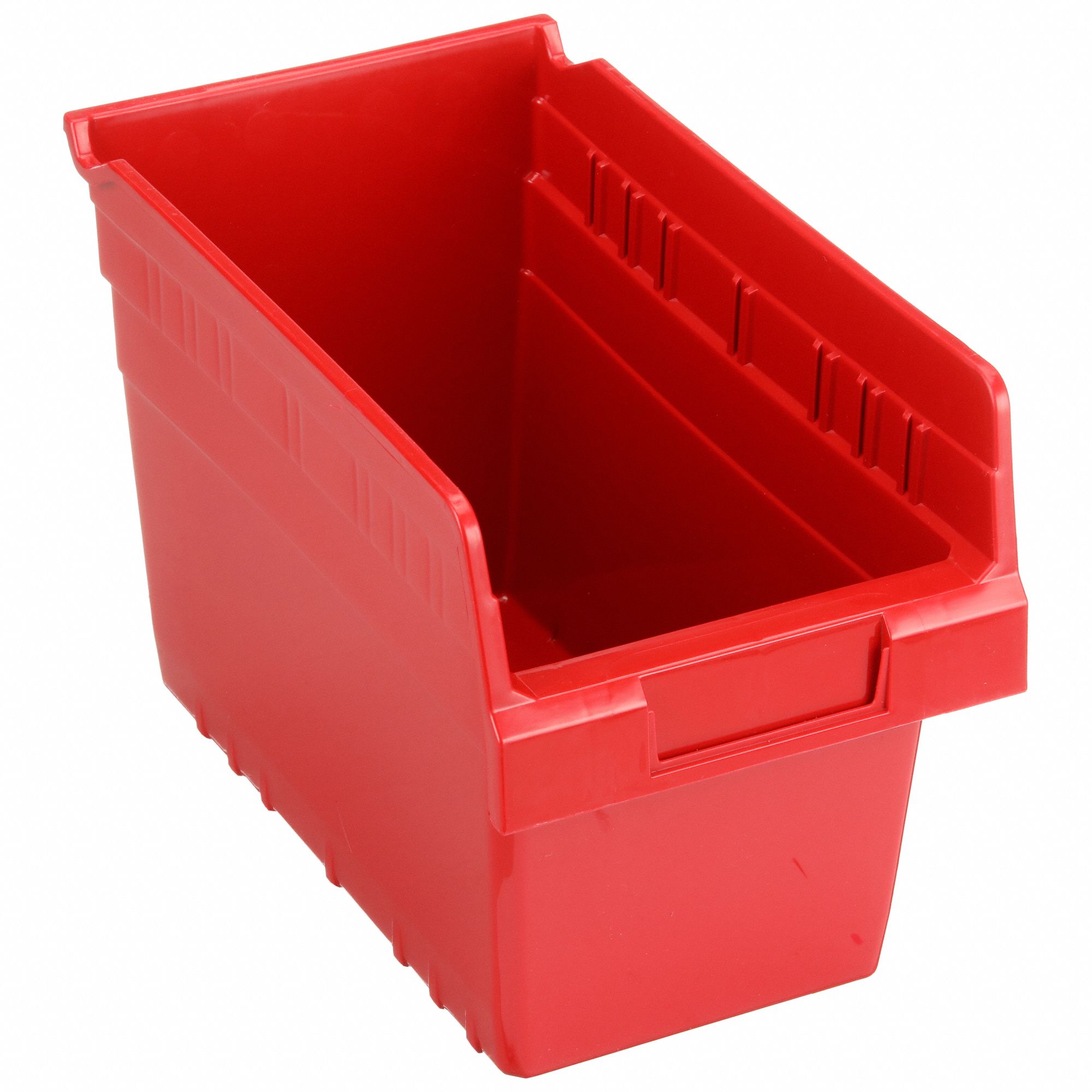 Shelf Bin: 11 5/8 in Overall Lg, 6 5/8 in x 8 in, Red, Nesting Capable