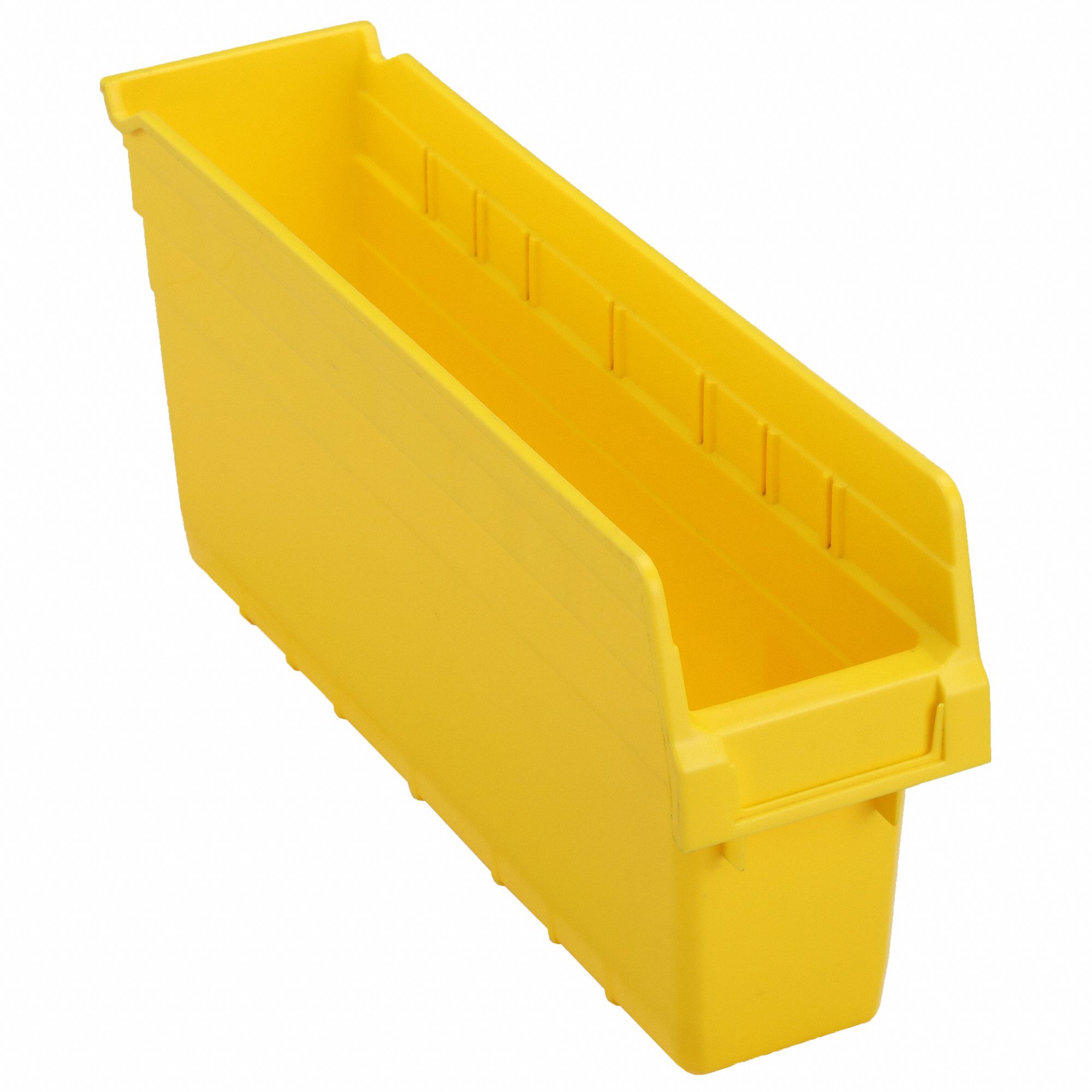 Shelf Bin: 17 7/8 in Overall Lg, 4 3/8 in x 8 in, Yellow, Nesting Capable