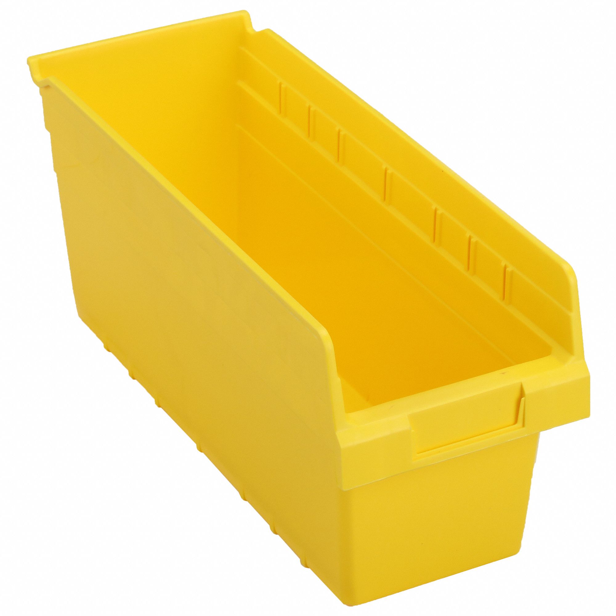Shelf Bin: 17 7/8 in Overall Lg, 6 5/8 in x 8 in, Yellow, Nesting Capable