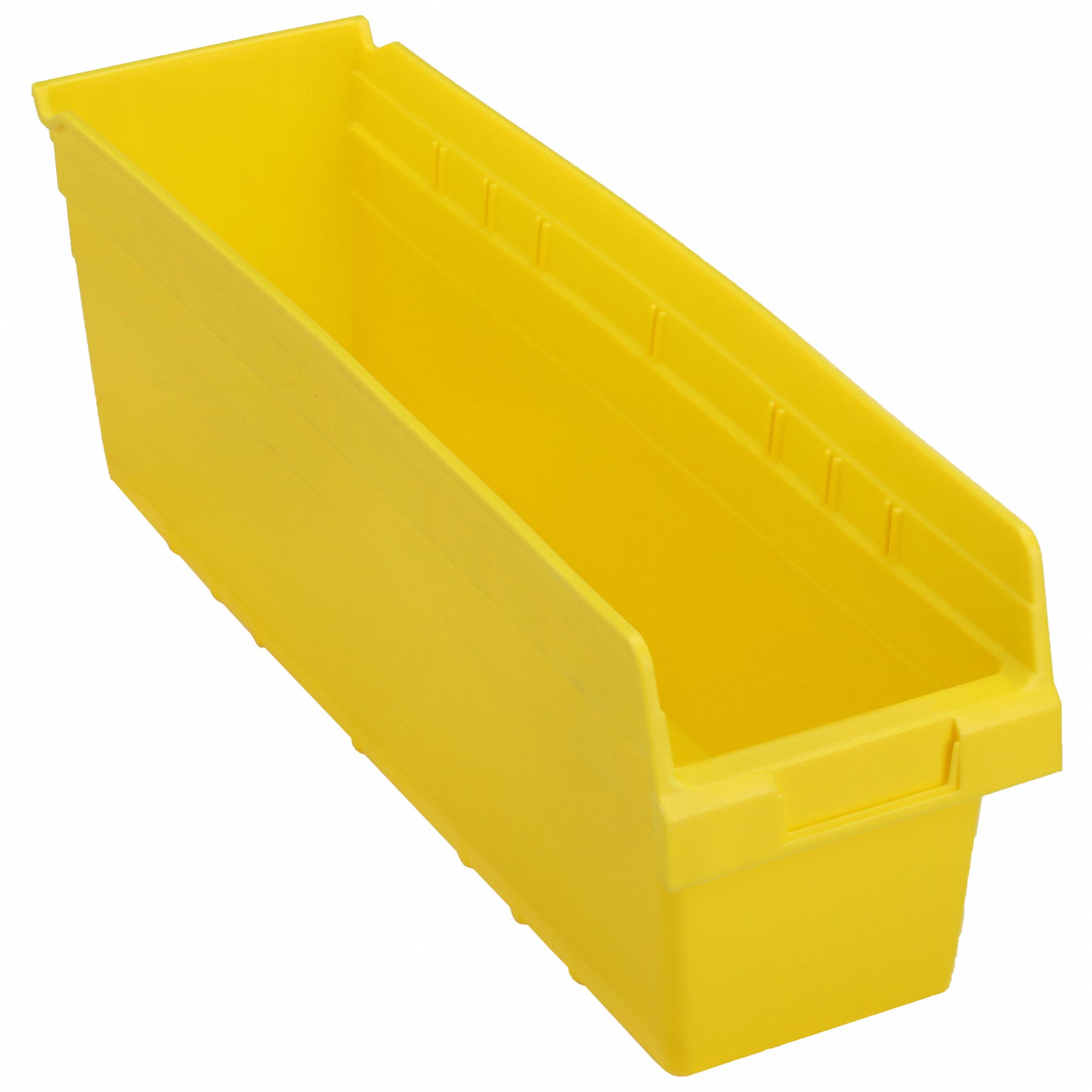 Shelf Bin: 23 5/8 in Overall Lg, 6 5/8 in x 8 in, Yellow, Nesting Capable