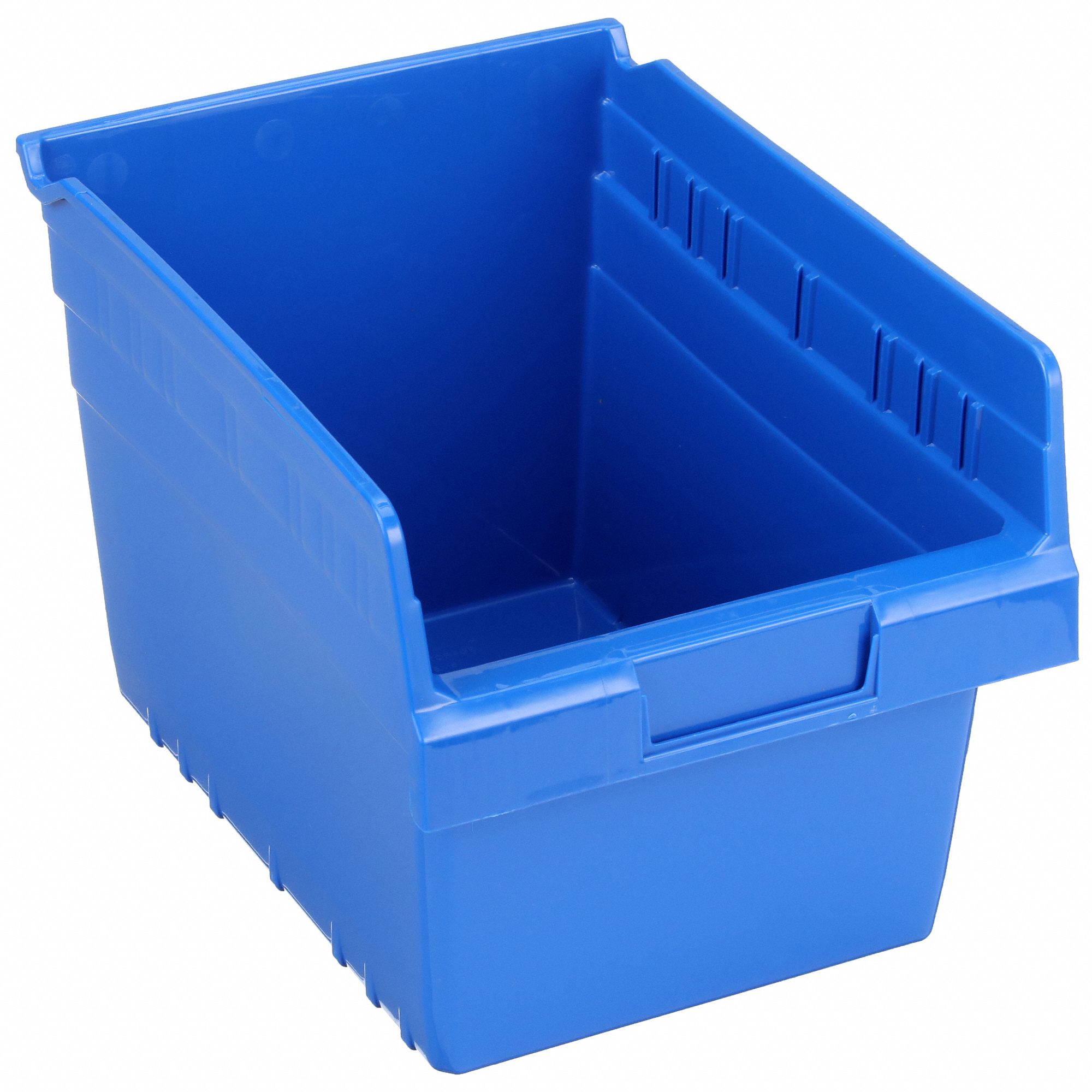 Shelf Bin: 11 5/8 in Overall Lg, 8 3/8 in x 8 in, Blue, Nesting Capable