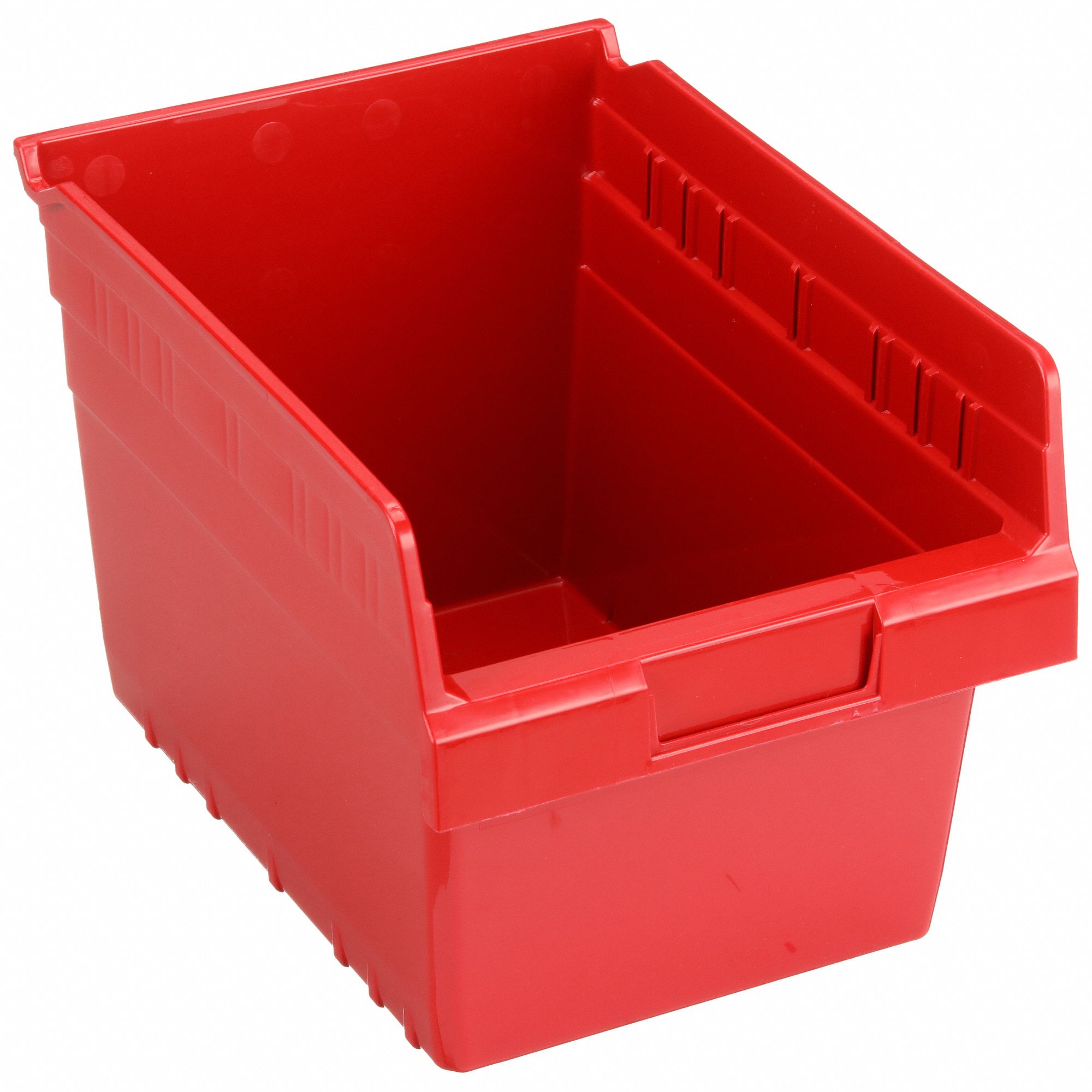 Shelf Bin: 11 5/8 in Overall Lg, 8 3/8 in x 8 in, Red, Nesting Capable