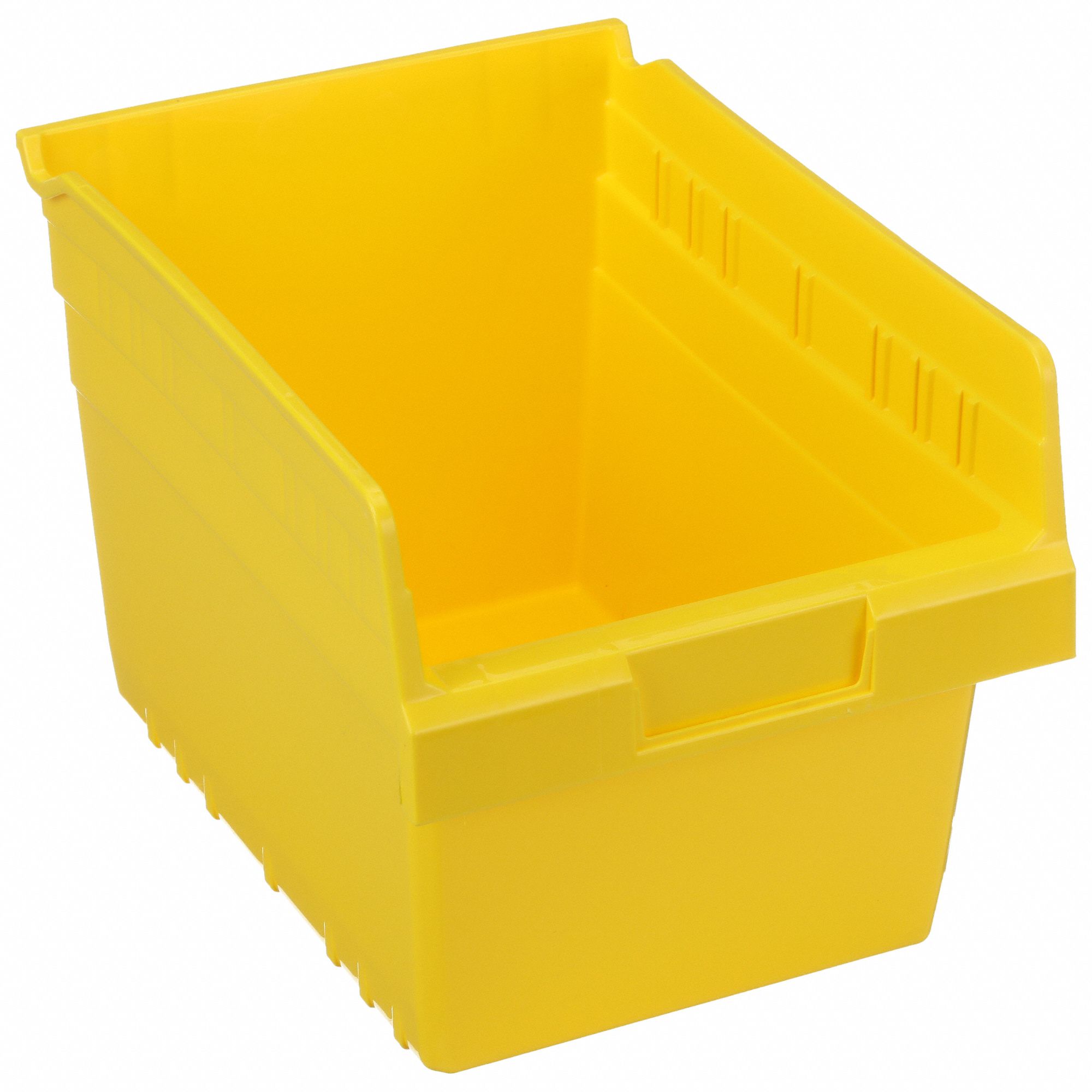 Shelf Bin: 11 5/8 in Overall Lg, 8 3/8 in x 8 in, Yellow, Nesting Capable