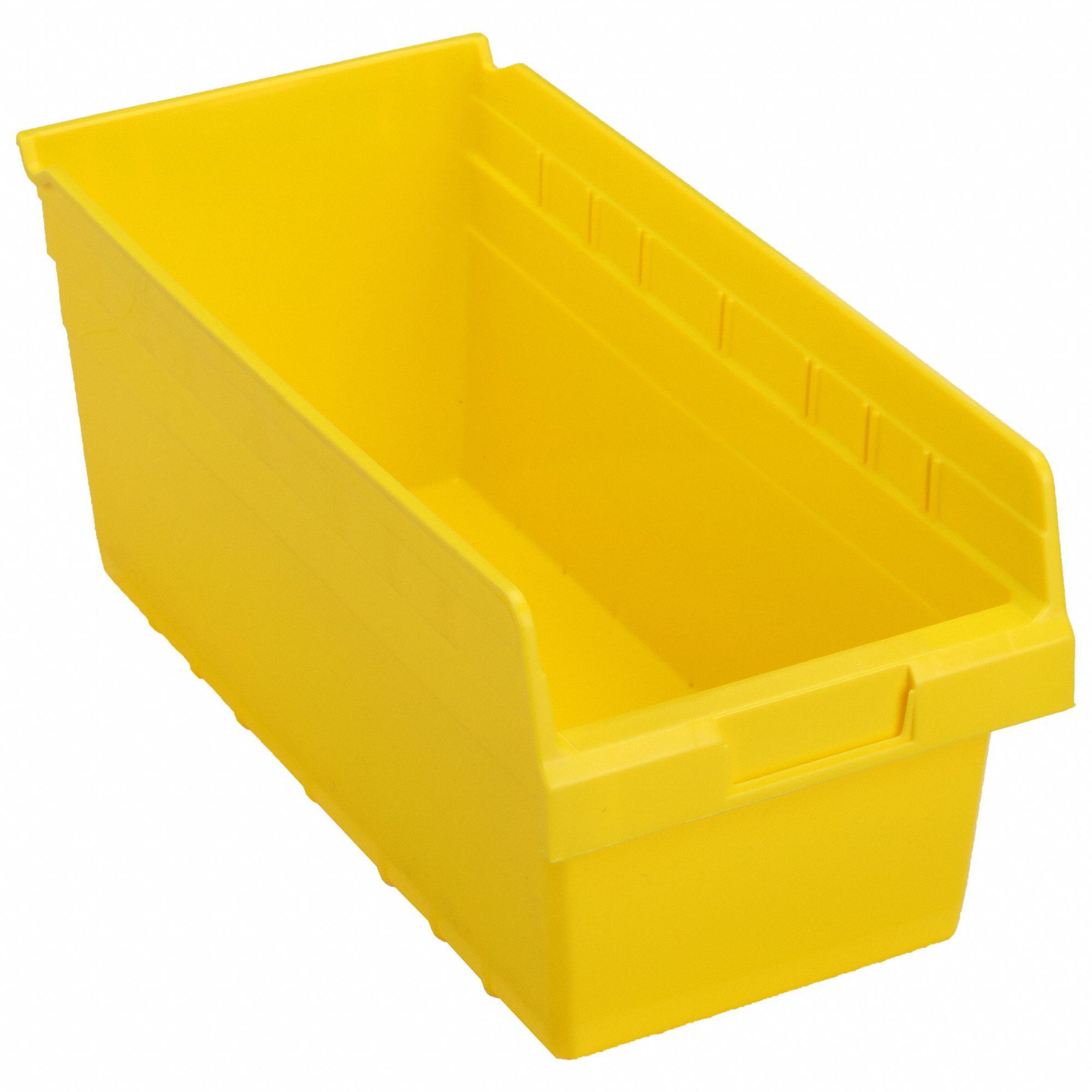 Shelf Bin: 17 7/8 in Overall Lg, 8 3/8 in x 8 in, Yellow, Nesting Capable
