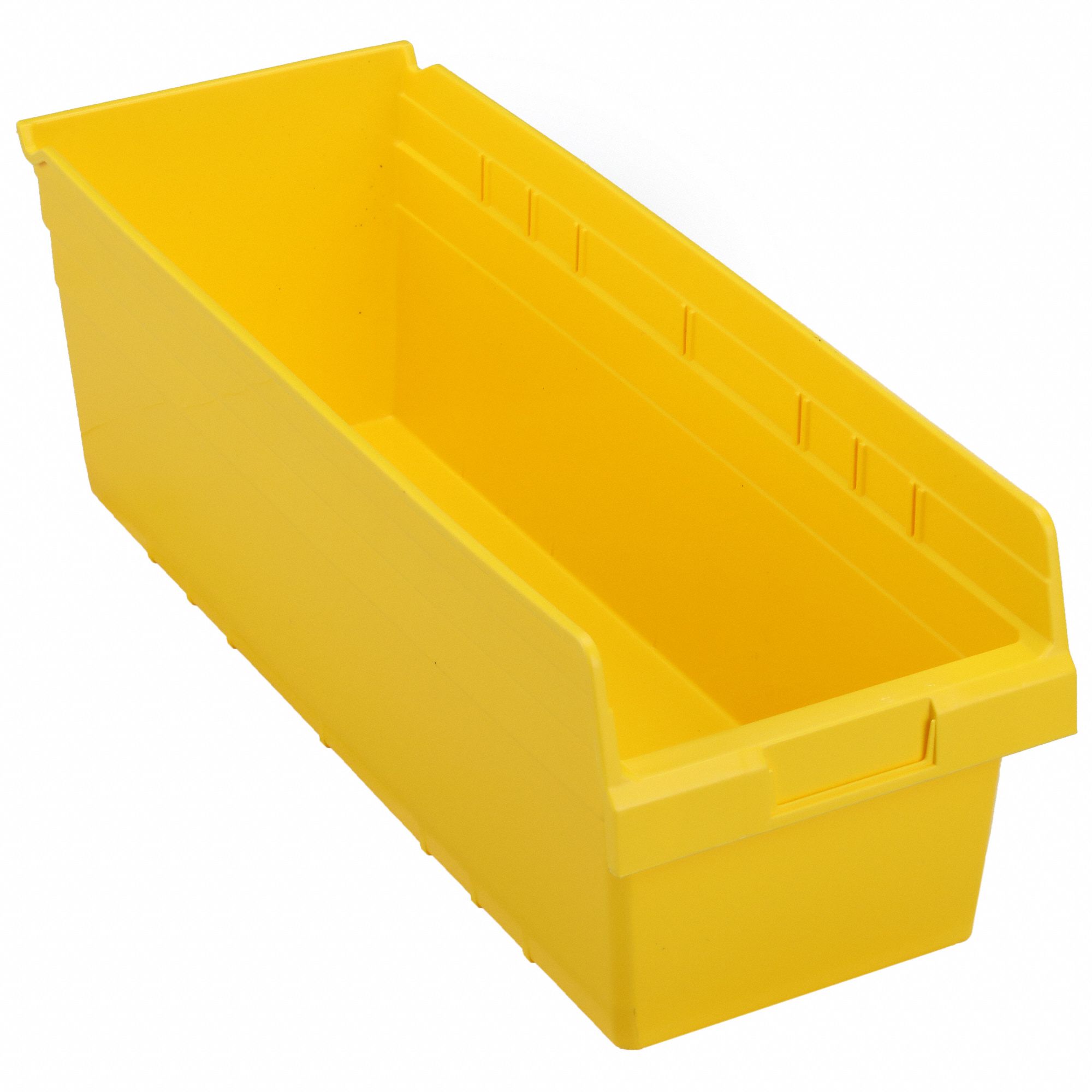Shelf Bin: 23 5/8 in Overall Lg, 8 3/8 in x 8 in, Yellow, Nesting Capable