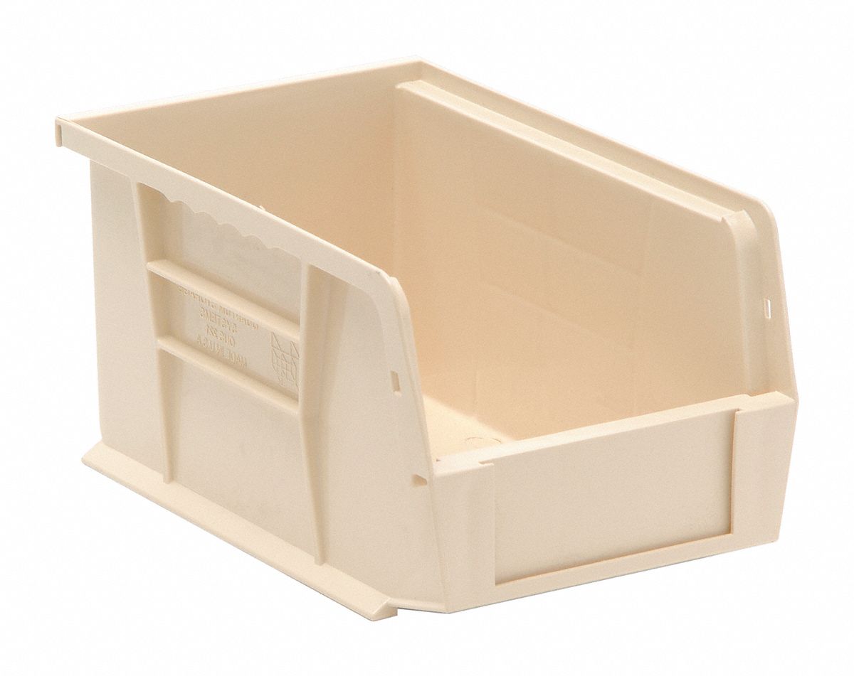 QUANTUM STORAGE SYSTEMS QUS221IV Hang and Stack Bin,Ivory,PP,5 in 33Z325