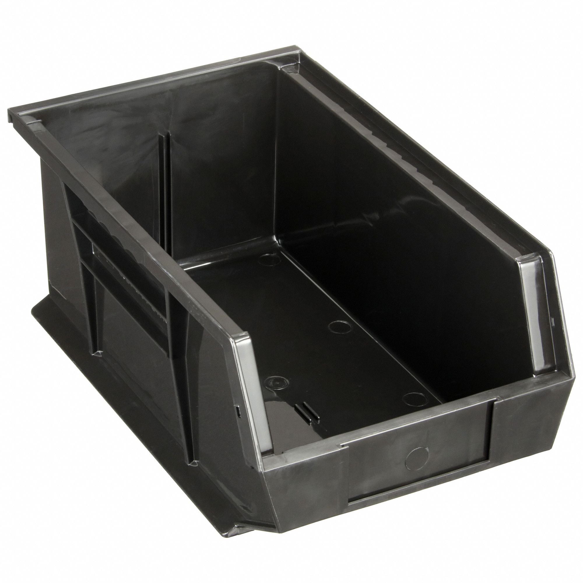 Hang and Stack Bin: 8 1/4 in x 13 5/8 in x 6 in, Black, 60 lb Load Capacity