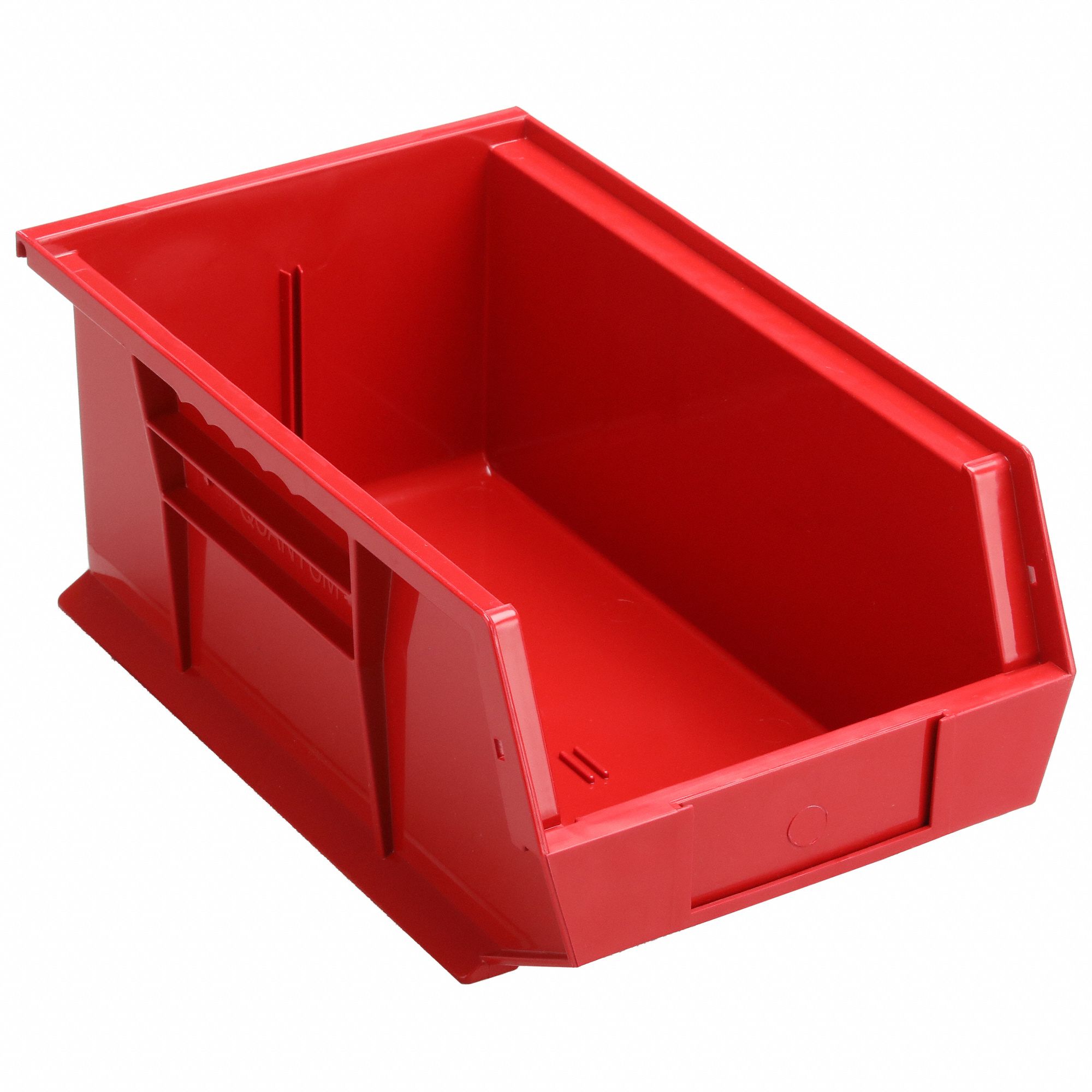 QUANTUM STORAGE SYSTEMS Hang and Stack Bin: 8 1/4 in x 13 5/8 in x 6 in,  Red, Label Holders