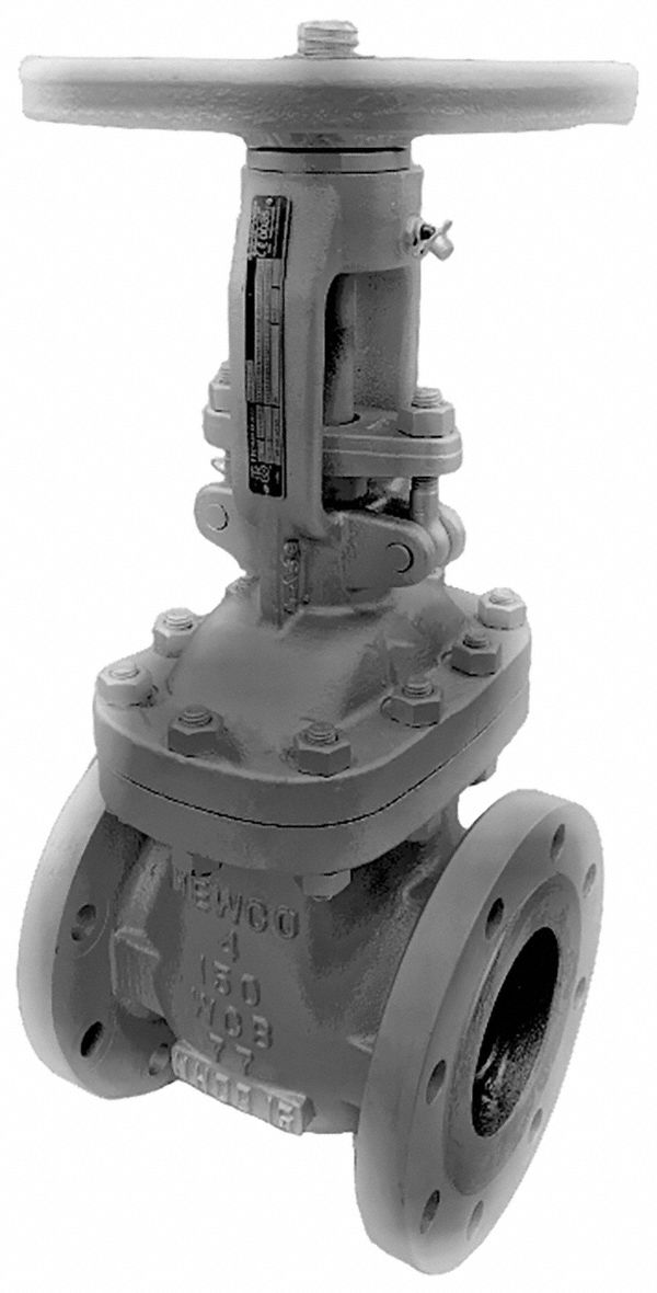NEWCO, Class 150, 4 in Pipe Size, Outside Stem and Yoke Gate Valve