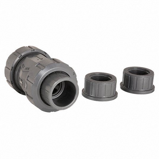 Check Valve: Single Flow, Inline Spring, PVC, 3/4 in Pipe/Tube Size, EPDM,  EPDM