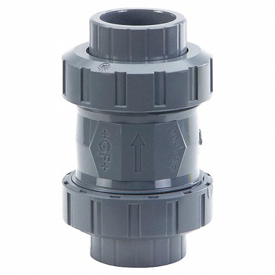 Check Valve: Single Flow, Inline Spring, PVC, 3/4 in Pipe/Tube Size, EPDM,  EPDM