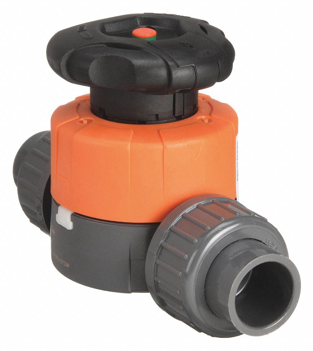 GEORG FISCHER Diaphragm Valve: 1 1/2 in, PVC, 2-Way, Socket x Socket, 150 psi Max Pressure (CWP)