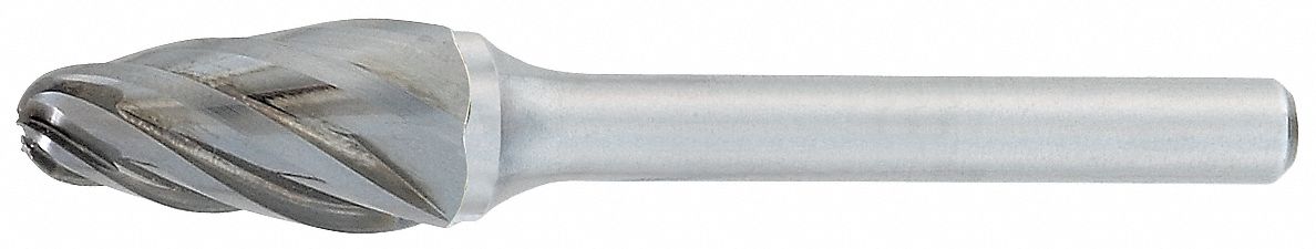 CARBIDE BUR, 2 IN LENGTH, HSS SHANK, 1/4 IN SHANK DIA, 1/2 IN HEAD DIA, SF-5A