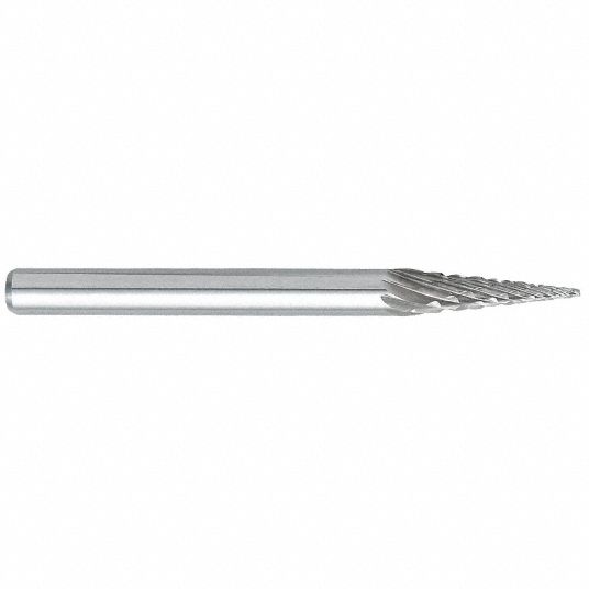 OSG Cone Bur: Pointed-End Cone, SM-42, Double Cut, 3 mm x 11 mm Head, 3 mm  Shank