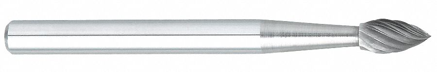 Flame Bur, 1/8", Carbide, Single Cut