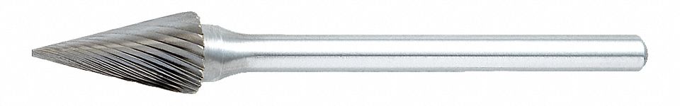 Cone Bur, Pointed End, 1/4", Carbide