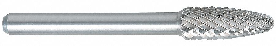 CARBIDE BUR, 1-1/2 IN LENGTH, CARBIDE SHANK, 1/8 IN SHANK, 3/16 IN HEAD DIA, SF-53