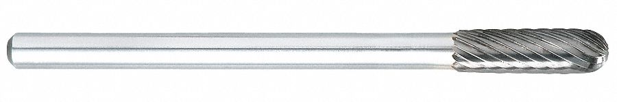 OSG Cylinder Bur SC: Ball-Nosed Cylinder, SC-52, Single Cut, 5 mm x 12 mm  Head, 3 mm Shank