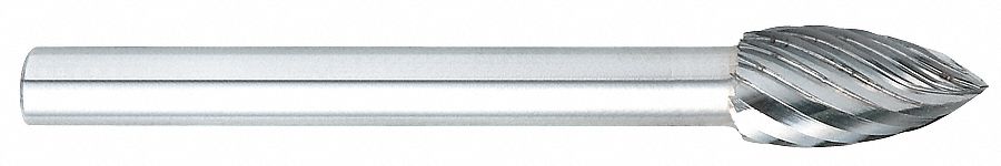Flame Bur, 3/16", Carbide, Single Cut