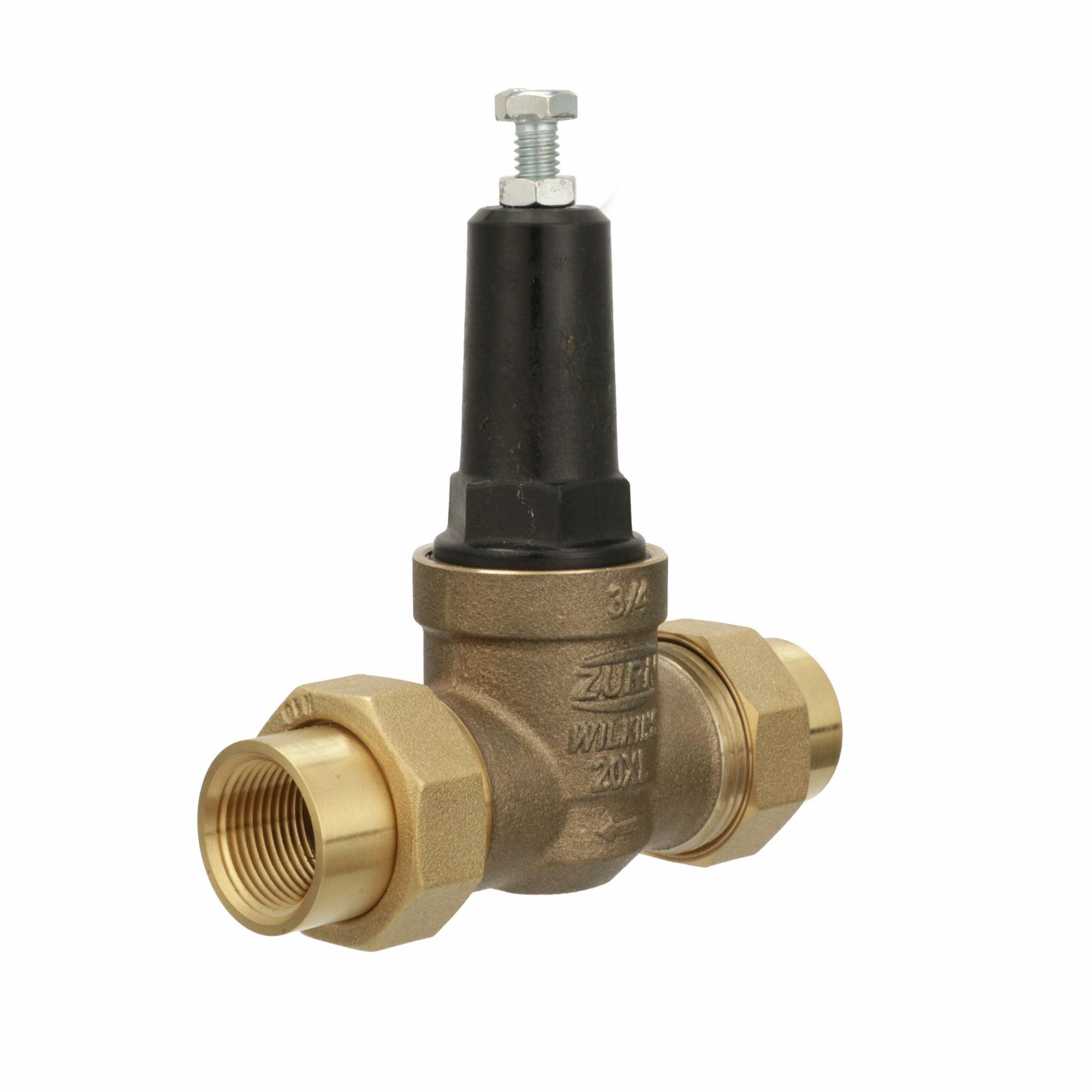 Water Pressure Reducing Valve: FNPT x FNPT, 3/4 in Pipe Size, Cast Bronze, 25 psi to 75 psi