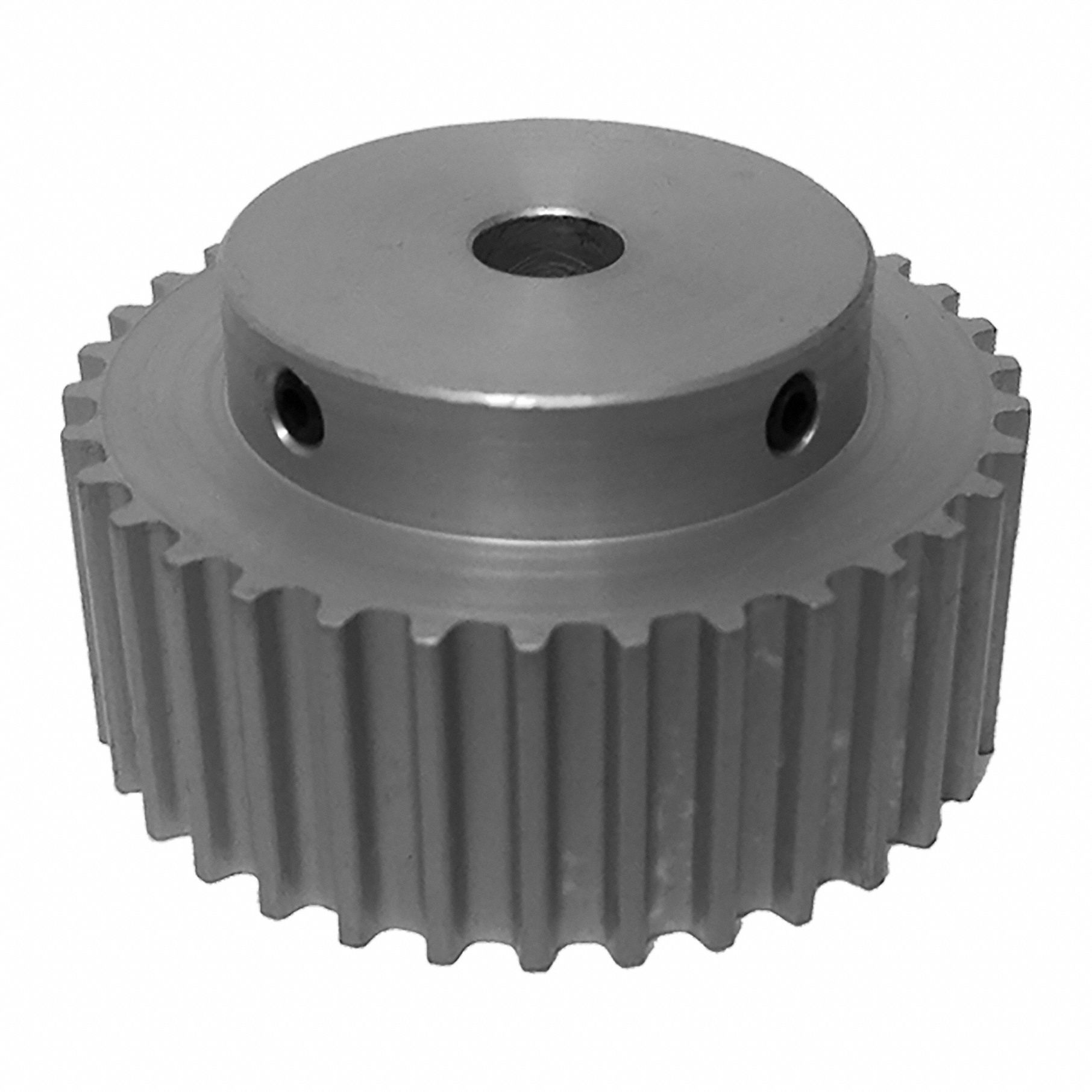 DAYTON Timing Pulley: Curvilinear, Fixed, For 15 mm Belt Wd, 25 Teeth, 5 mm Pitch, Aluminum (MPN 25-5M15M6A8). Key specifications — Brand: DAYTON; Finish: Clear Anodized; For Belt Series: Powerhouse®.