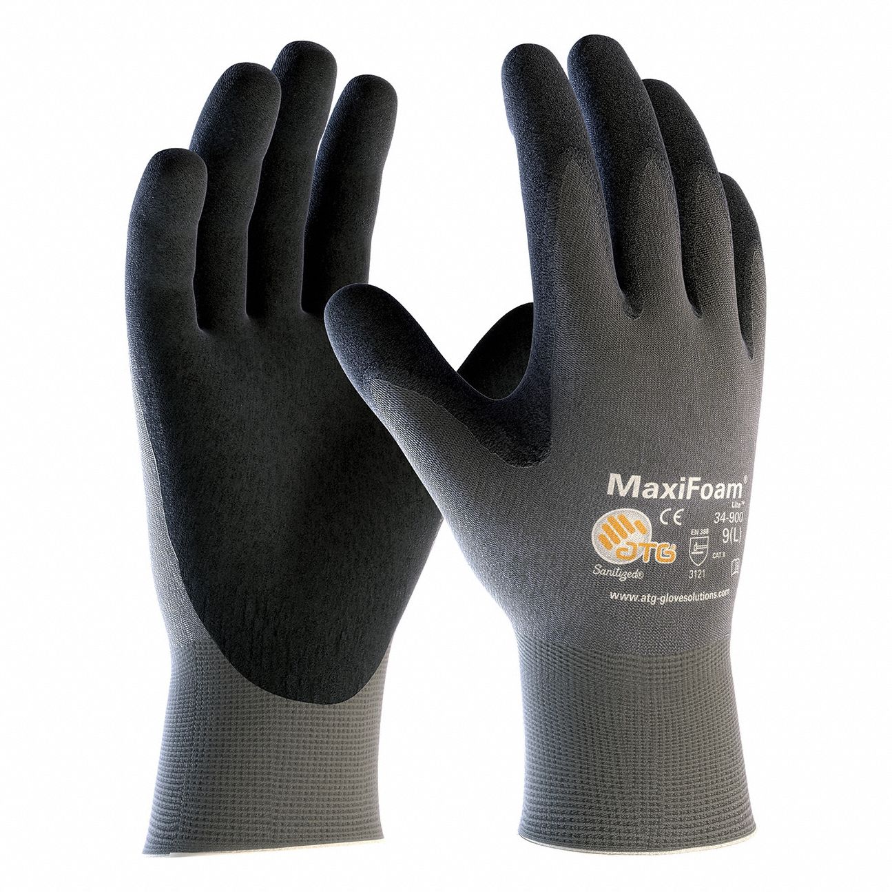Coated Gloves: S ( 7 ), Foam, Microporous Nitrile, Palm, Dipped, ANSI Abrasion Level 3, 12 PK