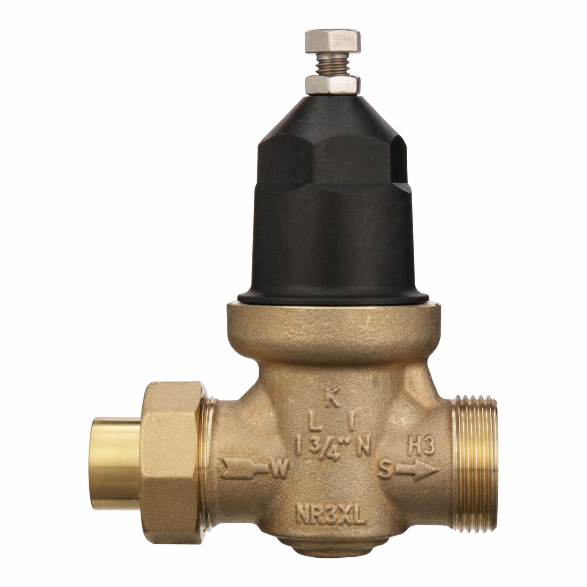 Water Pressure Reducing Valve: FNPT, 3/4 in Pipe Size, Cast Bronze, 15 psi to 75 psi, NPT